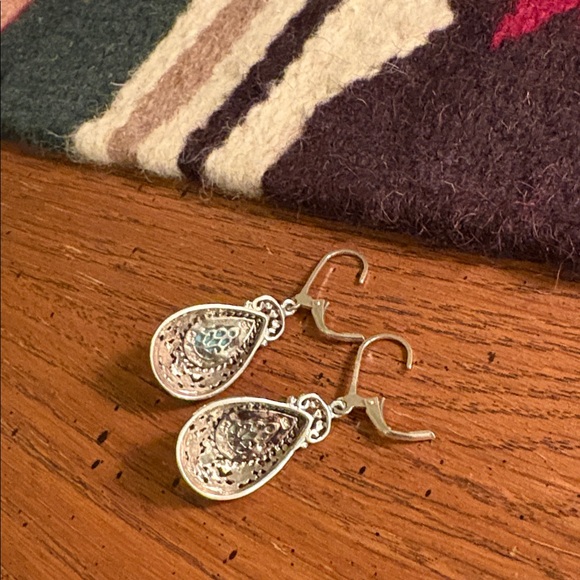 NWOT 925 Silver & Genuine Turquoise Teardrop Earrings Never Worn 1.5” - Picture 6 of 7